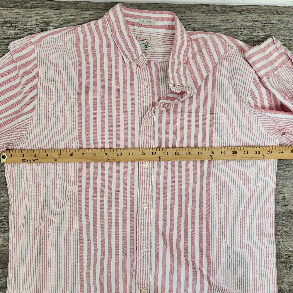 J. Crew The Broken-In Oxford Organic Cotton Striped Shirt Size XL preppy Summer